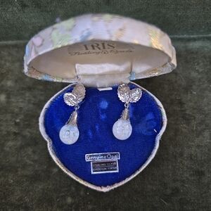 Iris Floating Opals Earrings Genuine Opal Sterling Silver VINTAGE NEW